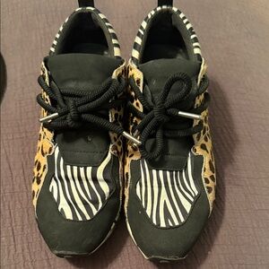 Steve Madden Black and Animal Print Athletic Shoes